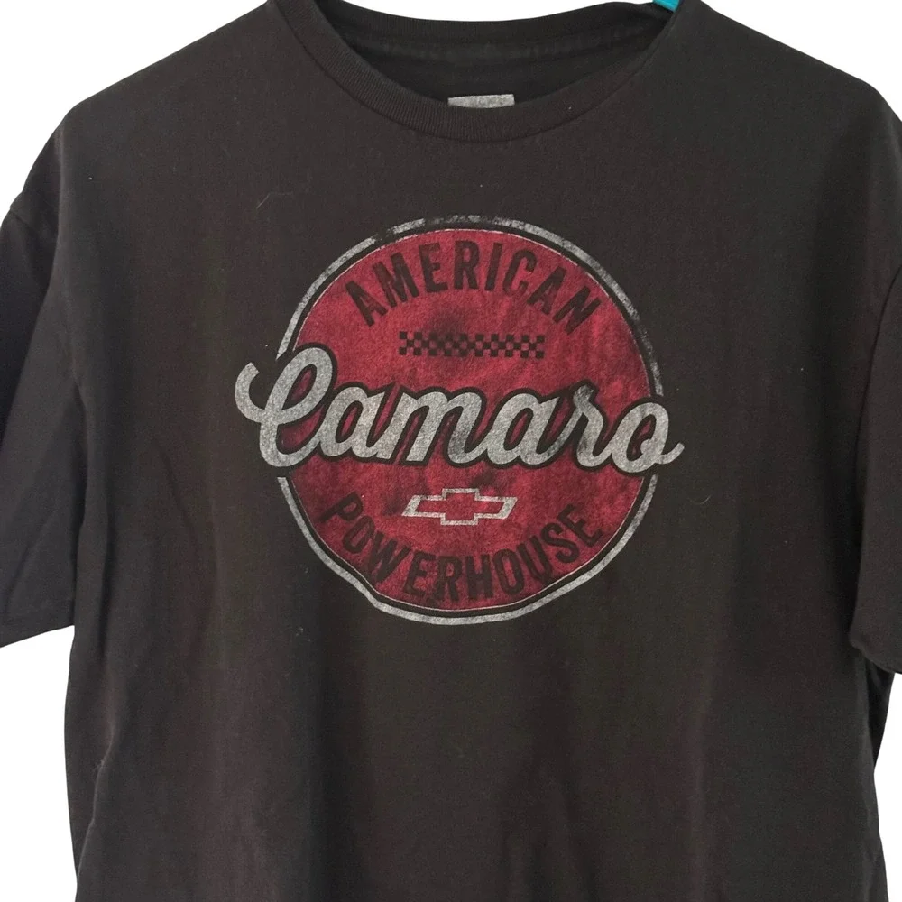 GM Chevrolet Camaro Graphic Tee Shirt Men L Large Black American Powerhouse Tee‎